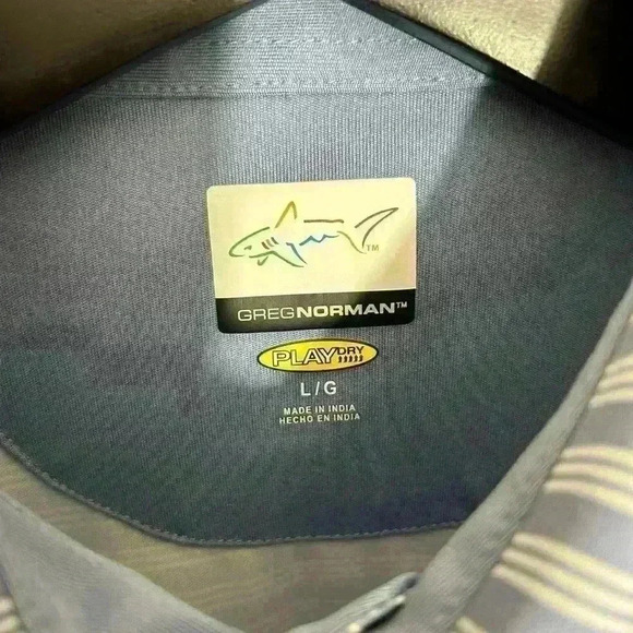 Greg Norman Two Tone Blue Striped Short Sleeve Polo Shirt Men’s Size L NWOT - Picture 2 of 6